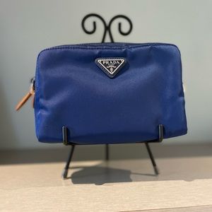 New in bag with original tags Prada Vela cosmetic pouch in blue